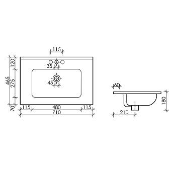 Раковина накладная Ceramica Nova Element CN7007 71х46,5см