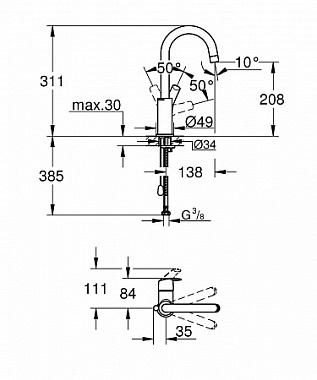 Смеситель для раковины GROHE Eurosmart 23743002 хром