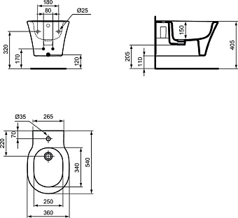Биде подвесное IDEAL STANDARD CONNECT AIR E0266V3