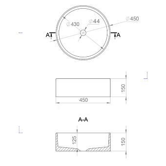 Раковина накладная SALINI ARMONIA 130112SMRF S-Stone матовая 45х45см