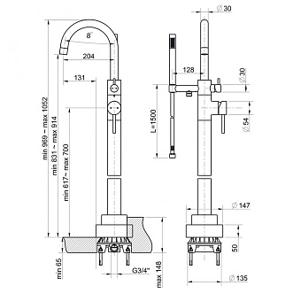 Смеситель для ванны Paini Cox 78PJ136LM золото брашированное