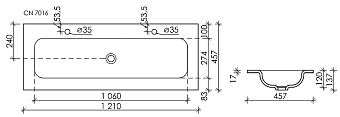 Раковина накладная Ceramica Nova ELEMENT CN7016 121х45,7см