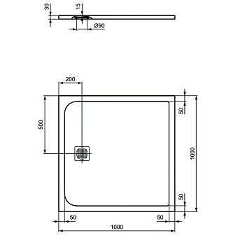 Душевой поддон IDEAL STANDARD ULTRAFLAT S K8216FV 100х100см