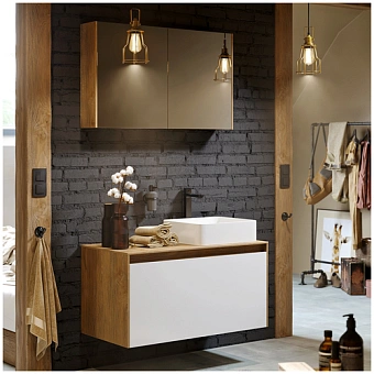 Шкаф зеркальный AQWELLA Mobi MOB0410+MOB0717DB 17х100х60см