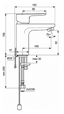 Смеситель для раковины IDEAL STANDARD CERAPLAN III SLIM BC568AA хром