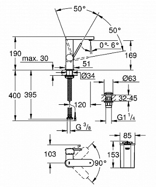 Смеситель для раковины GROHE Plus Digital 23958003 хром
