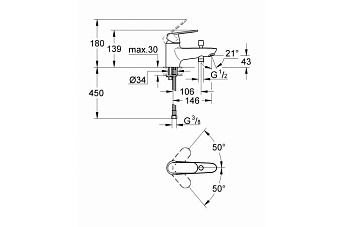 Смеситель для ванны GROHE Eurosmart Cosmopolitan 32836000 хром