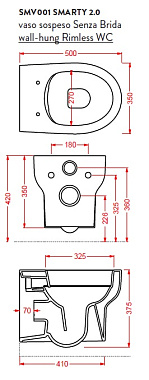 Унитаз подвесной ArtCeram Smarty SMV001 01 00bi безободковый без сиденья