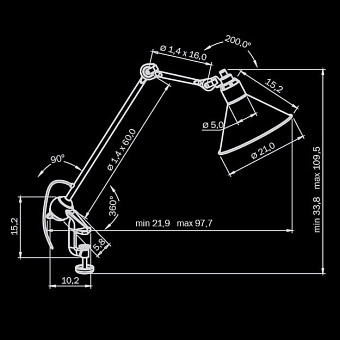 Настольная лампа на струбцине Lightstar Loft 765927 40Вт E14