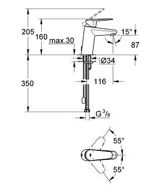 Смеситель для раковины GROHE Eurodisc Cosmopolitan 3317820E хром