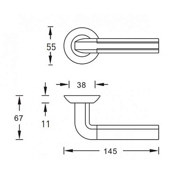 Дверная ручка нажимная Sillur Grandazo Line r-krug-arch-SILLUR-96-S-GOLD-BR матовое золото/античная бронза