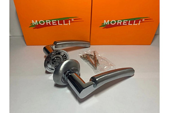 Дверная ручка нажимная MORELLI HALL MH-19 SC/CP матовый хром/хром