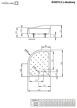 Душевой поддон RADAWAY Korfu E 90х120см
