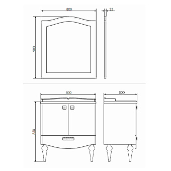 Тумба с раковиной Comforty Монако 00-00006677 50х80х85см