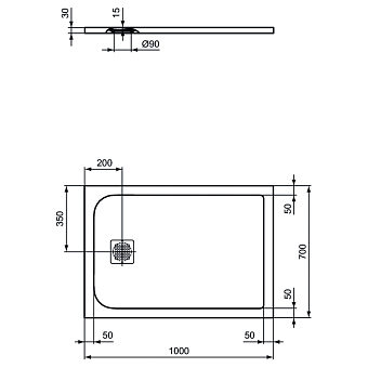 Душевой поддон IDEAL STANDARD ULTRAFLAT S K8218FV 70х100см