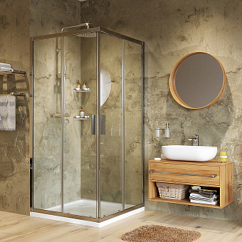 Угловое ограждение WASSERKRAFT Lippe 45S03 185х90см стекло прозрачное