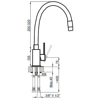 Смеситель для кухни Azario TASCO AZ-15494321 гибкий излив хром