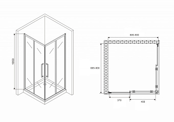 Угловое ограждение Abber Schwarzer Diamant AG02090H 195х90см стекло прозрачное