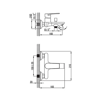 Смеситель для ванны IDDIS Edifice EDISB00i02 хром