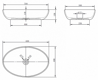 Раковина накладная Abber KRISTALL AT2801Opal 60х40см