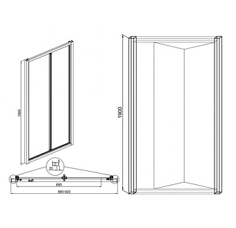 Душевая дверь SOLE Vega УТ000020268 190х90см стекло прозрачное