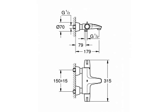 Смеситель для ванны GROHE Grohtherm 1000 34665000 хром