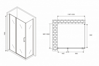 Угловое ограждение Abber Sonnenstrand AG04120S-S100 195х100см стекло прозрачное