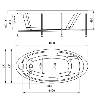 Ванна акриловая RADOMIR Неаполи 1-01-0-0-1-031 180х85см пристенная