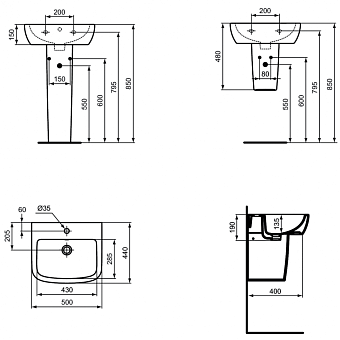 Раковина подвесная IDEAL STANDARD TEMPO T056601 50х44см
