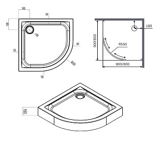 Душевой поддон AM-PM X-Joy Twin Slide W88T-205-080W64 80х80см