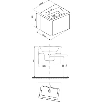 Тумба под раковину подвесная RAVAK 10° X000000742 48,5х55х50см