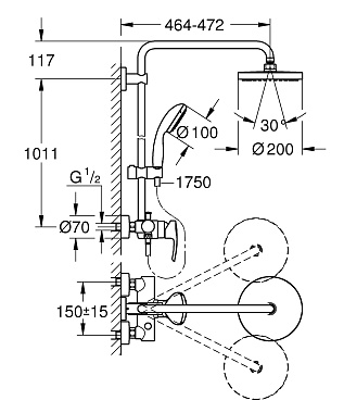Душевая система GROHE Tempesta 26244001 хром