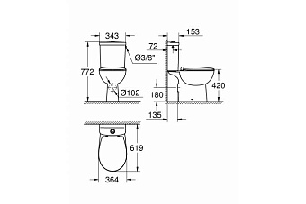 Унитаз напольный GROHE Bau Ceramic 39496000 с микролифтом