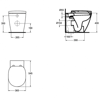 Унитаз напольный IDEAL STANDARD CONNECT E803401 без сиденья