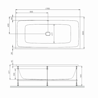 Ванна акриловая AM-PM Func W84A-170-080W-A 170х80см пристенная
