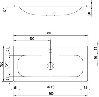 Раковина подвесная RAVAK Ring XJK01180000 80х38см