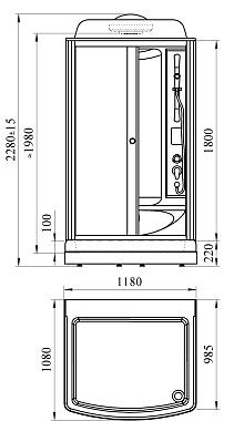 Душевая кабина RADOMIR Диана 1-05-1-0-0-0600 108х118х228см стекло прозрачное