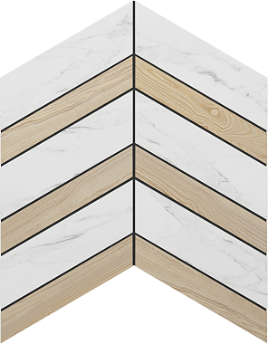 Керамическая мозаика ESTIMA Supreme Mosaic/SM01_NS/SI03_NS/37,5x29x10/Chevron Pine 37,5х29см 0,109кв.м.