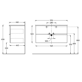 Тумба под раковину подвесная KERAMA MARAZZI Piano PI.F.95.WHT 46х95х50,5см