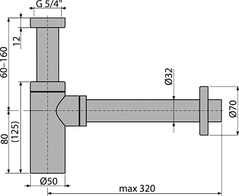 Сифон для раковины бутылочный Alcaplast A400