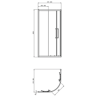 Угловое ограждение IDEAL STANDARD Ideal Standard i.life T4937EO 200,5х100см стекло прозрачное