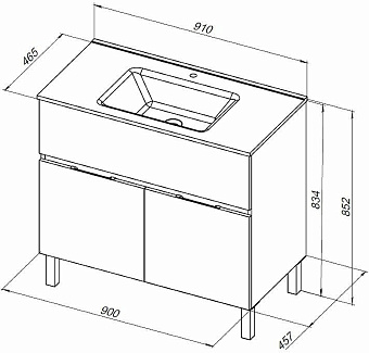 Тумба под раковину напольная AQUANET Алвита New 303912 46х90х83,4см
