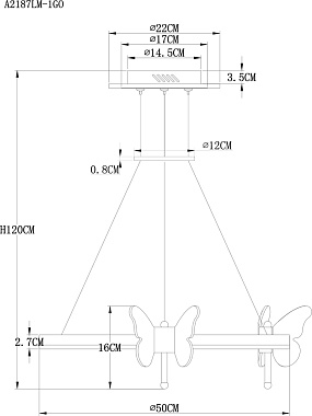 Люстра подвесная Arte Lamp DARCY A2187LM-1GO 72Вт 1 лампочек LED