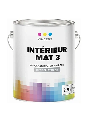 Краска для минеральных поверхностей акриловая/матовая VINCENT DECOR Intérieur Mat 3 I-3 Белый основа A 2,25л