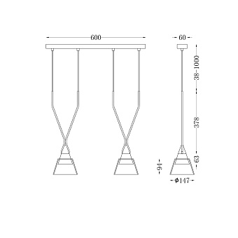 Светильник подвесной Maytoni Hilo P063PL-02B 40Вт GU10