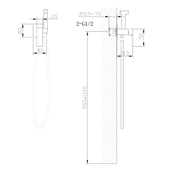 Гигиенический душ Abber Wasserfall AF8625B чёрный матовый