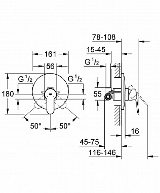 Смеситель для душа GROHE BauEdge 29078000 хром