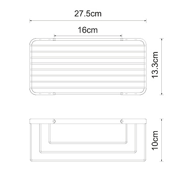 Полка в ванную прямоугольная WASSERKRAFT K-711BLACK 1-ярусная 13,3х27,5см чёрный