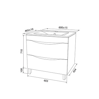 Тумба с раковиной IDDIS Cloud CLO60WFi95K 47х60,3х81см