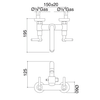 Смеситель для ванны Bongio T Lever 31536CR0D хром